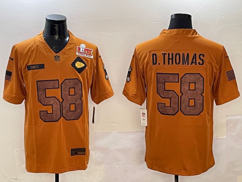 Men Kansas City Chiefs 58 Thomas Yellow 2025 Nike Salute to Service Limited NFL Jersey style 3